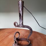 Brutalist style wrought iron lamp base