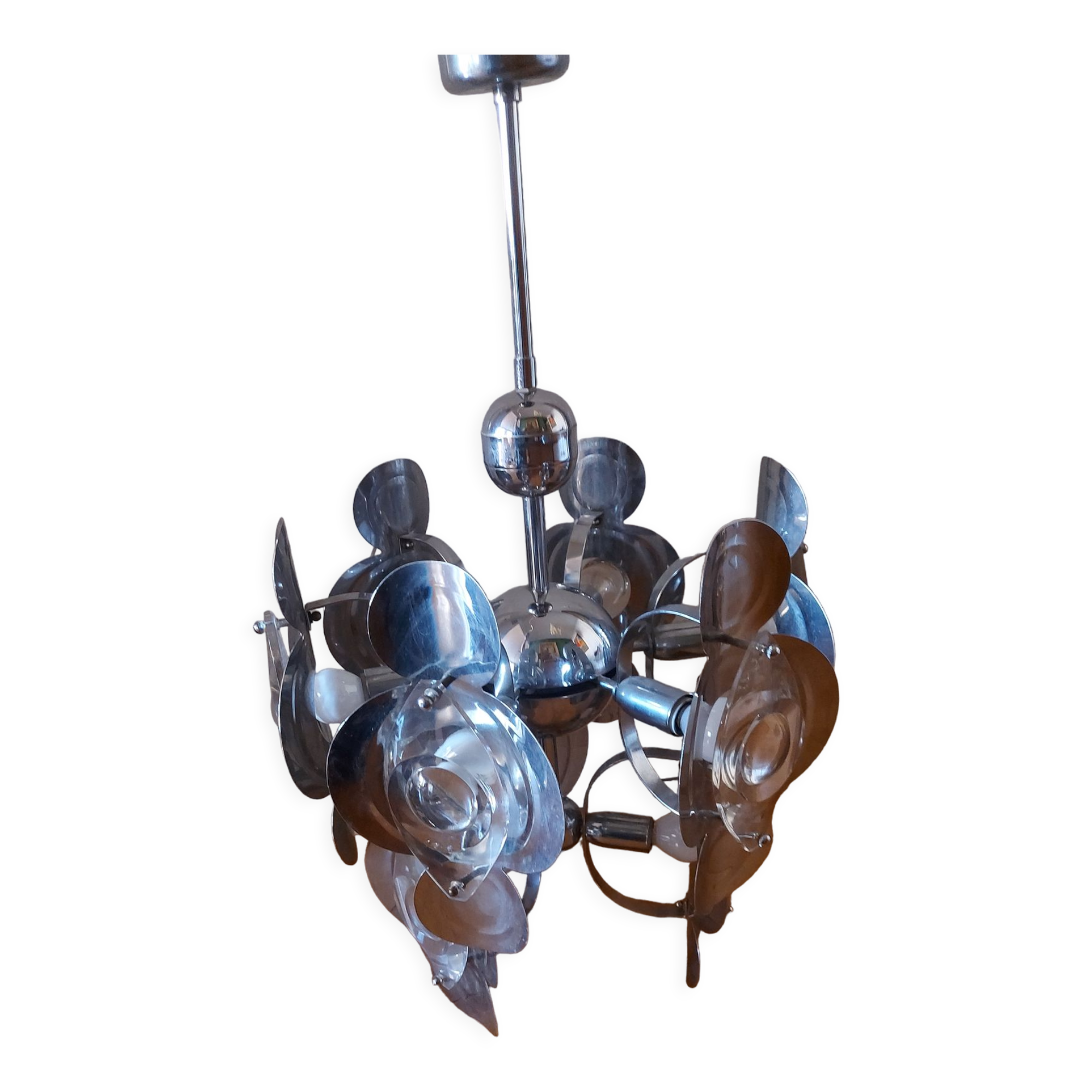 Vintage chandelier 70'S Oscar Torlasco , 9 lights