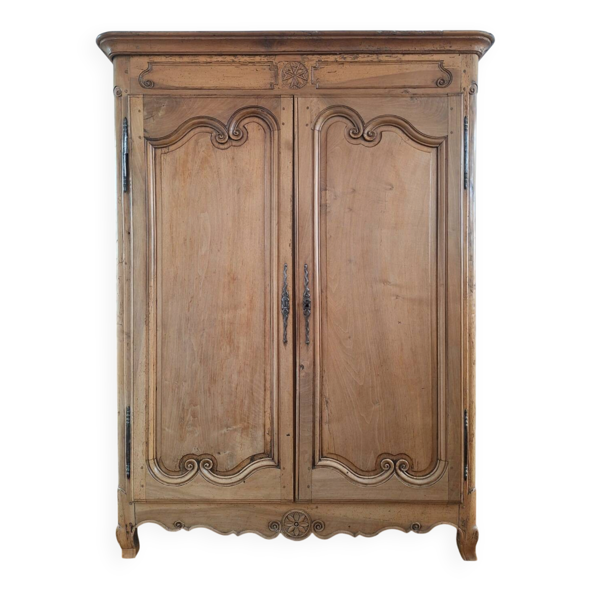 Antique wardrobe, vintage wooden dressing cabinet.