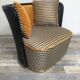 Fauteuil en bois cannage et velours