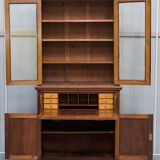 Light wood library with a secretary and leather surface.