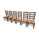 1 set of 6 solid wood chairs with straw seats – Rustic style