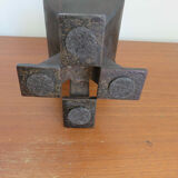 "Brutalist" ashtray quadripod in raw steel 70s