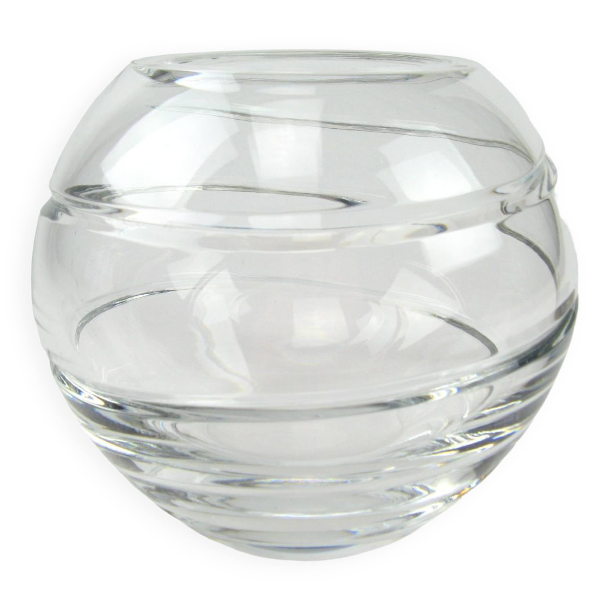 Crystal ball vase, spiral cut