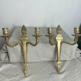 Pair of wall candle holders in bronze
