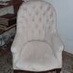 Cabriolet armchair in mahogany, Napoleon III period, tufted fabric, 19th century.