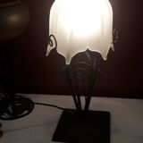 Art nouveau lamp / art deco wrought iron glass paste Degué ERA daum,muller