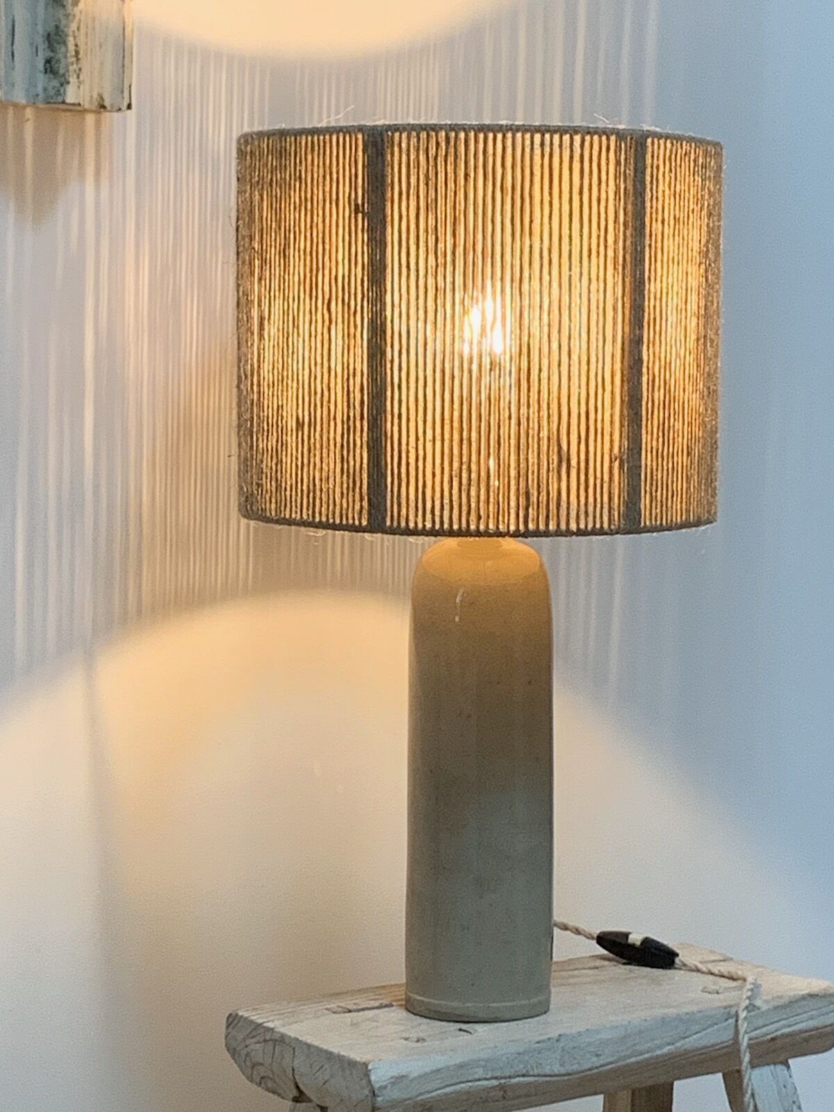 Sandstone lamp and jute string