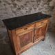 French Louis Philippe walnut buffet with black marble top, France, circa 1840–1860.