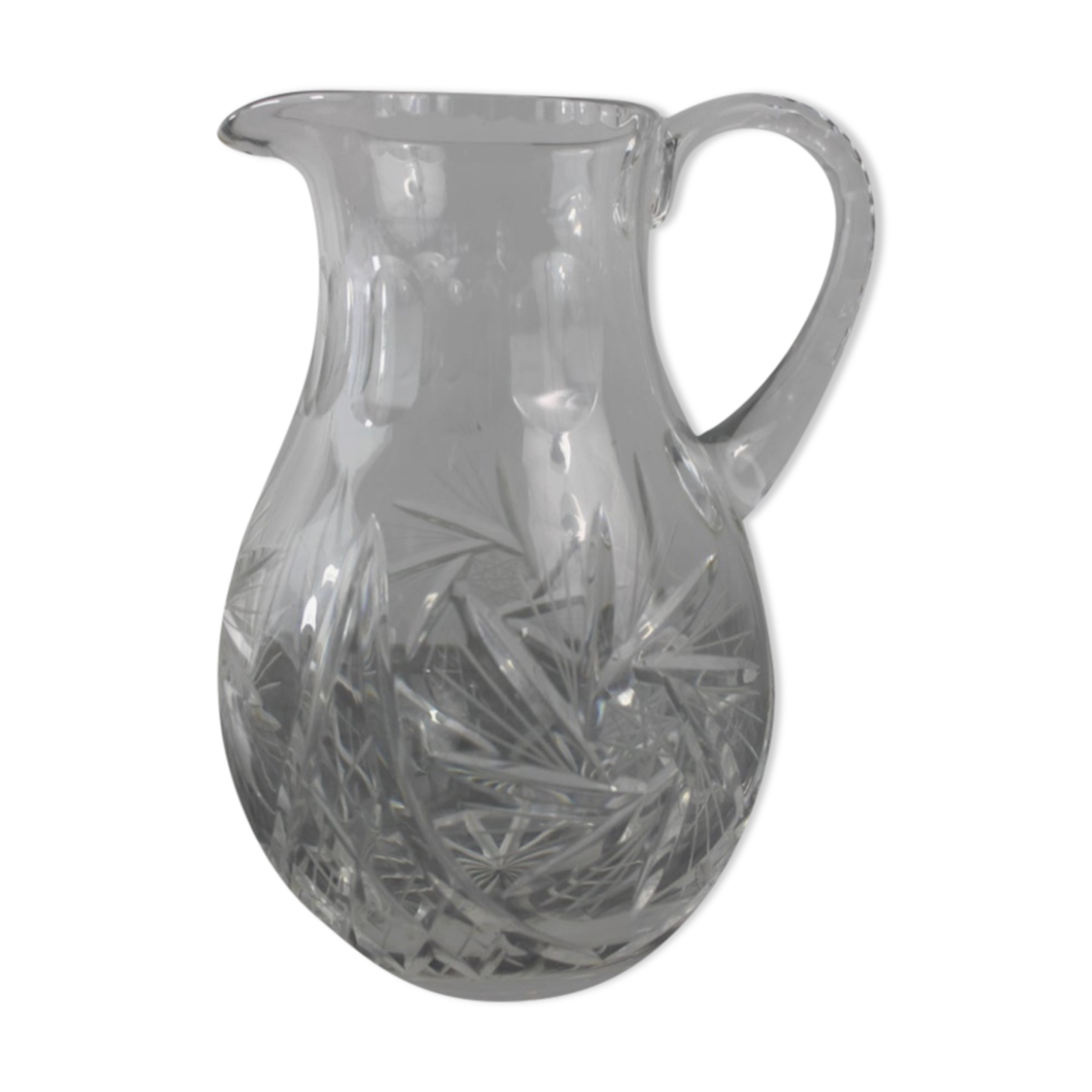 Crystal cider pitcher engraved early twentieth century