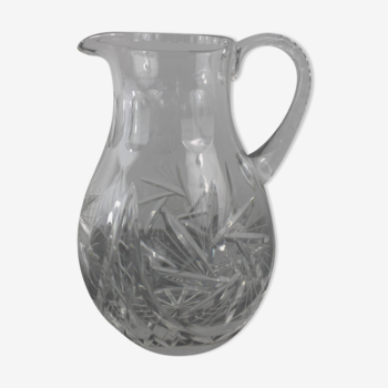 Crystal cider pitcher engraved early twentieth century