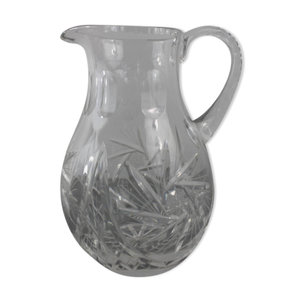 Pichet à cidre en cristal gravé début XXe siècle