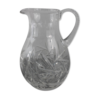 Crystal cider pitcher engraved early twentieth century