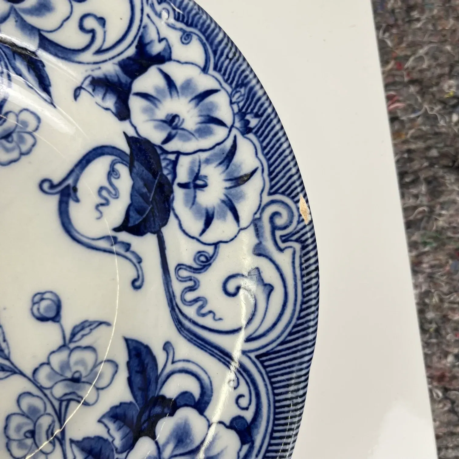 Set of 6 deep plates in ironstone "Flora" – Creil et Montereau, 19th century, blue