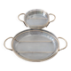 2 glass dishes with silvered steel frames from the 1960s, very good quality.