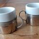 Vintage espresso cups. Porcelain and removable metal stand.