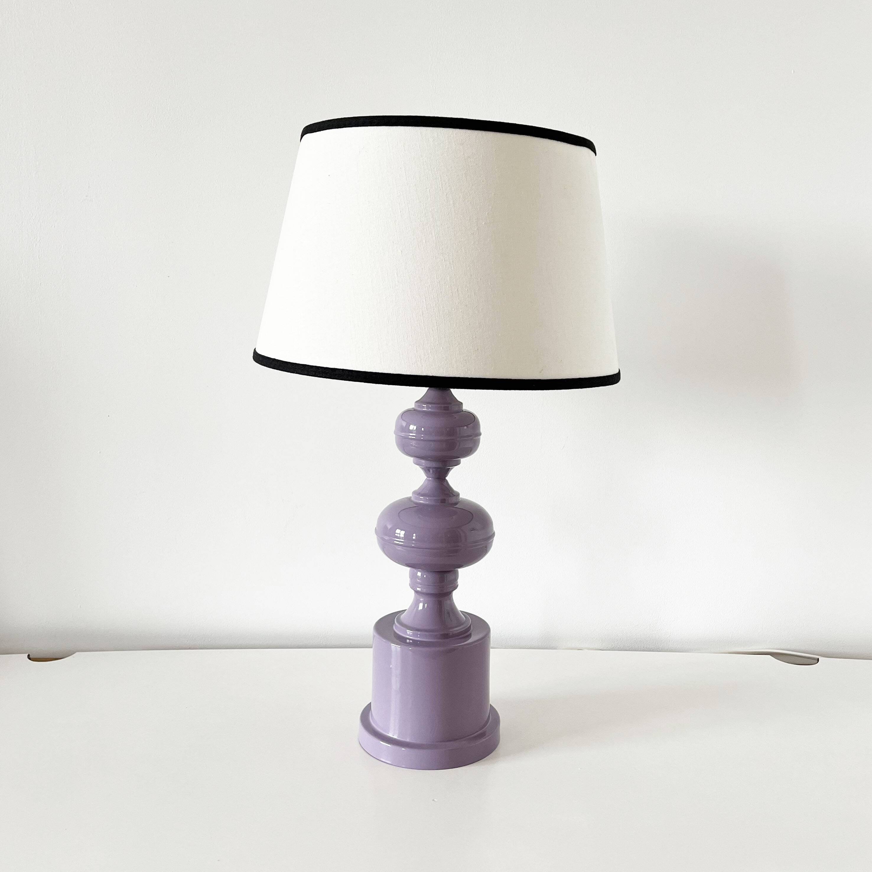 Vintage purple lacquered metal lamp from the 1970s