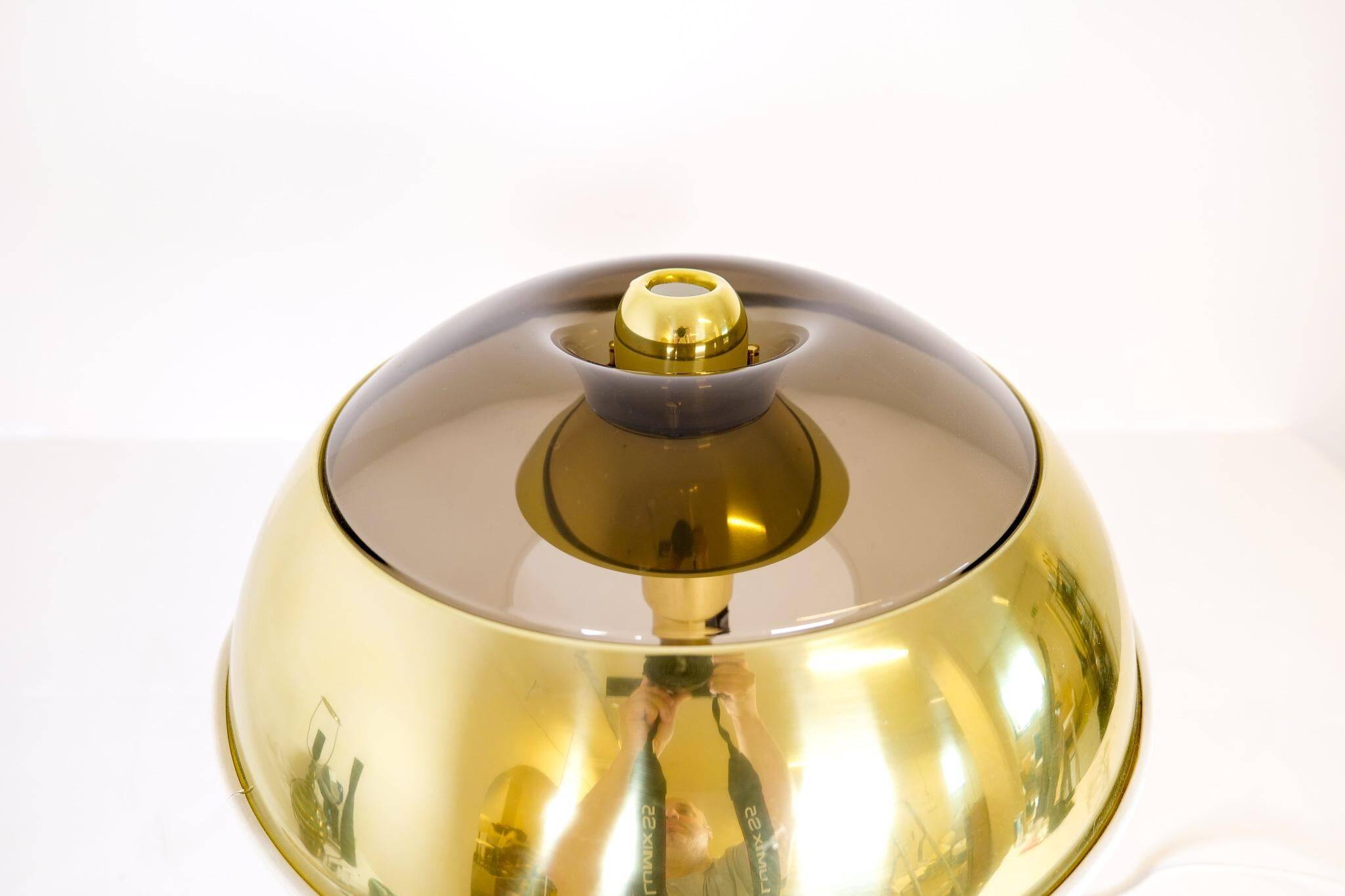 Large Space Age table lamp in brass by Fagerhults, Sweden, 1970s.