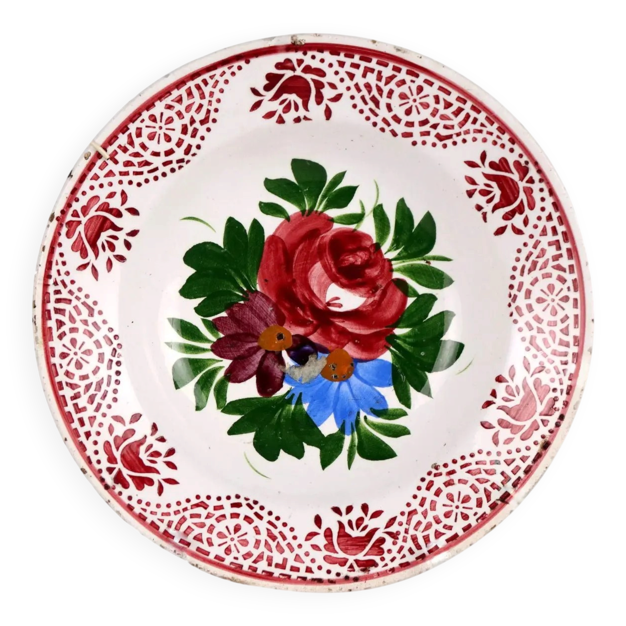 Antique majolica ceramic plate, France, 20th century