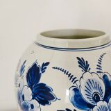 Delft earthenware vase floral decoration