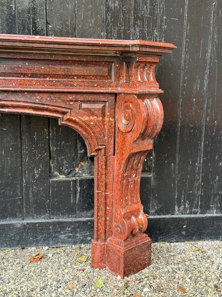 Napoleon III Fireplace in Red Griotte Marble Circa 1880