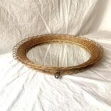 Round vintage wicker mirror - 45 cm