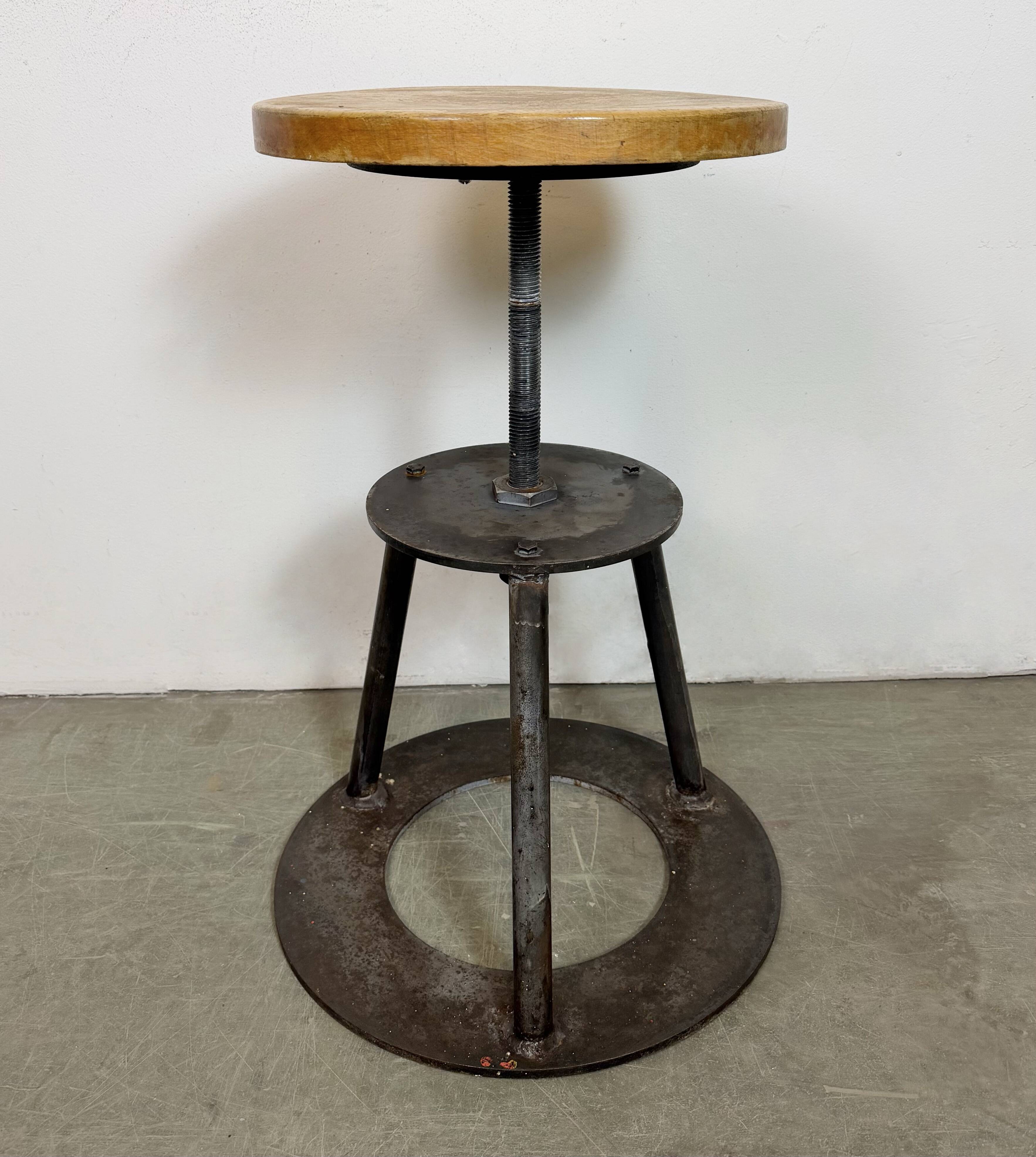 Black Industrial Workshop Swivel Stool, 1960s
