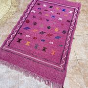Handmade wool Berber rug: Moroccan Kilim Boho floor rug