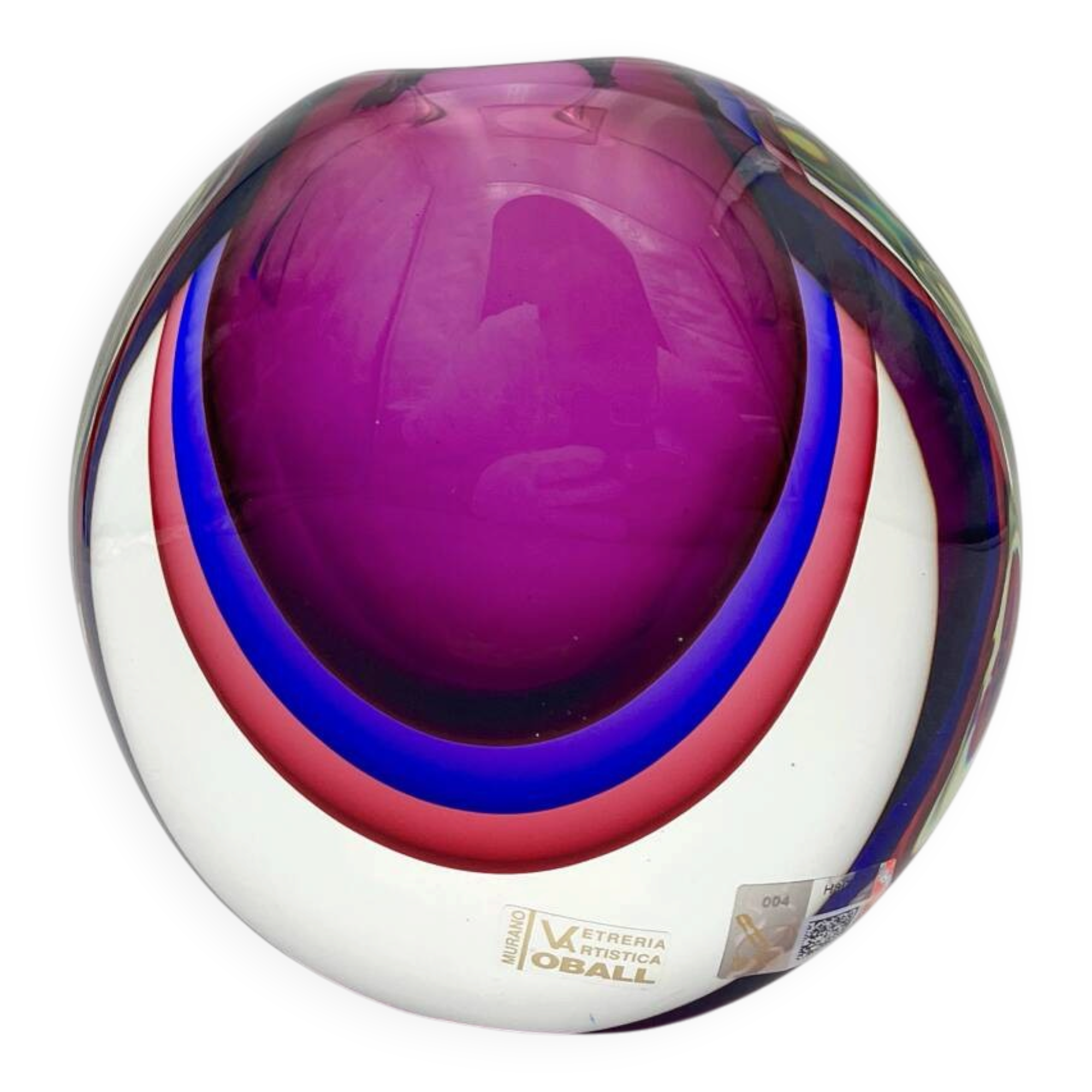 Vase Michele Onesto Oball Quadruple Sommerso Signed 15.5cm 2.7kg Ethique