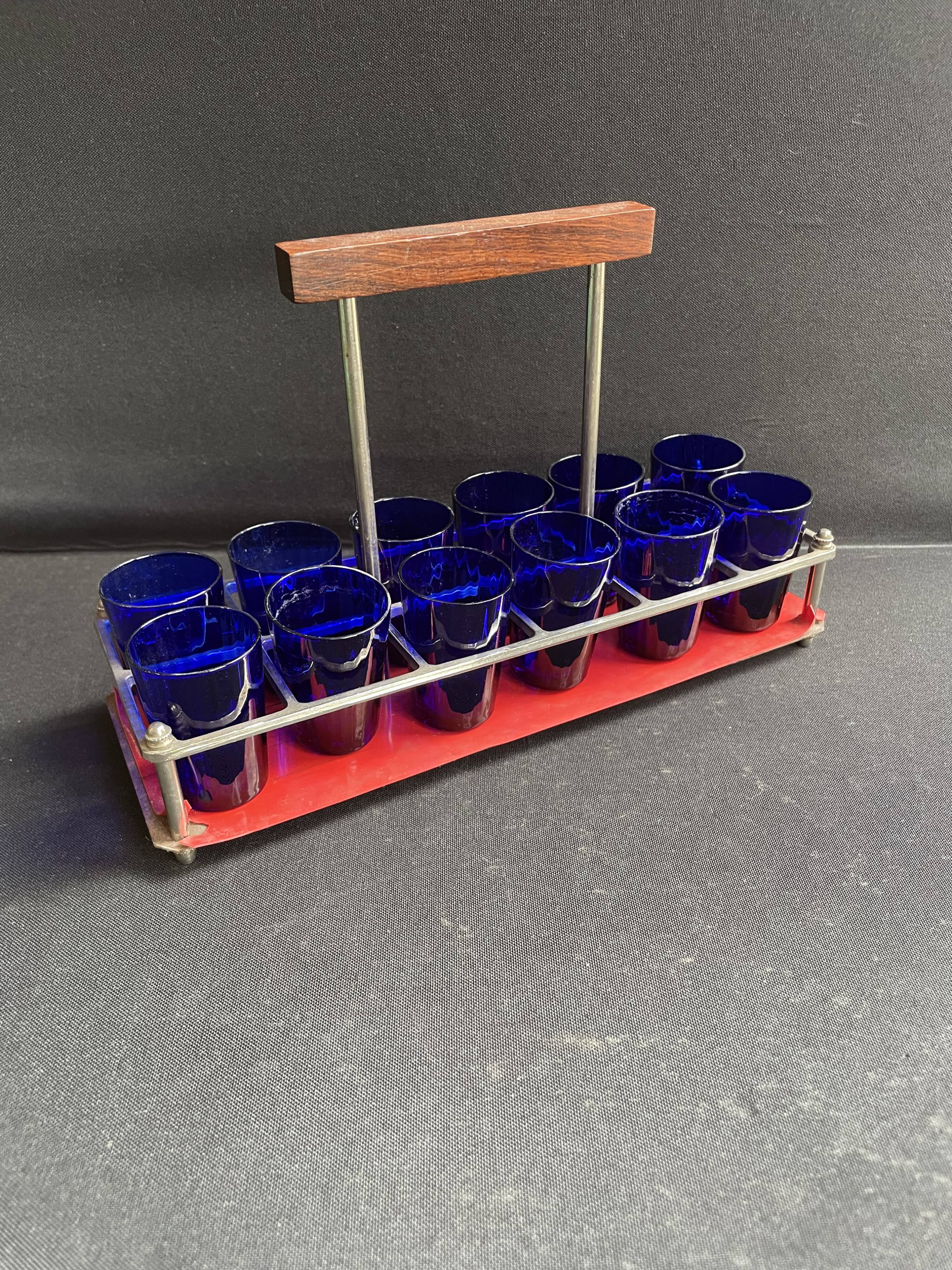 Blue liqueur glass set