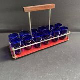 Blue liqueur glass set