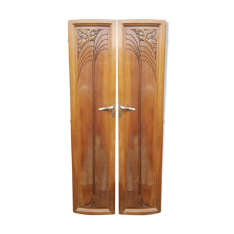Pair of solid wood Art Deco doors