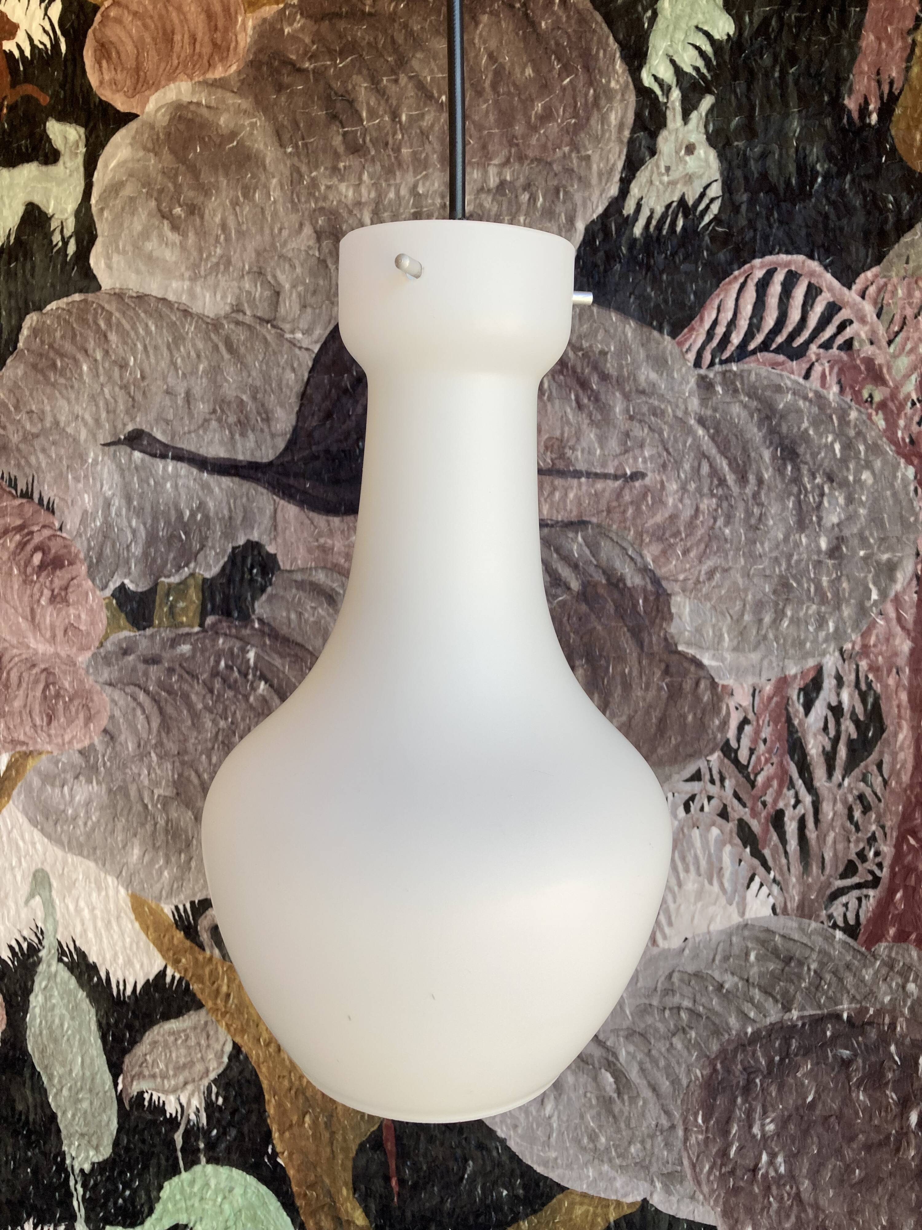 Vintage opaline glass pendant lamp 60s, Italian design