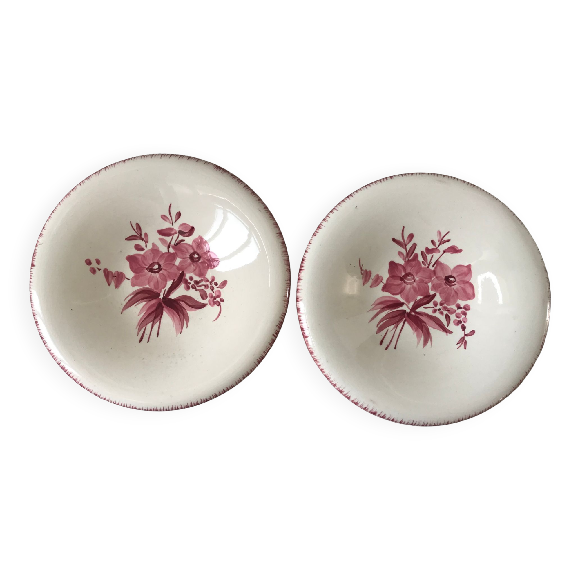 Duo of longchamp pink serving dishes 30s-40s