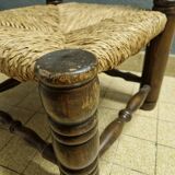 Charles Dudouyt (1885-1946) - Low chair in turned wood and straw - 1940
