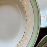 Set of 12 white, mint and gold soup plates, Mosèle de Luné model