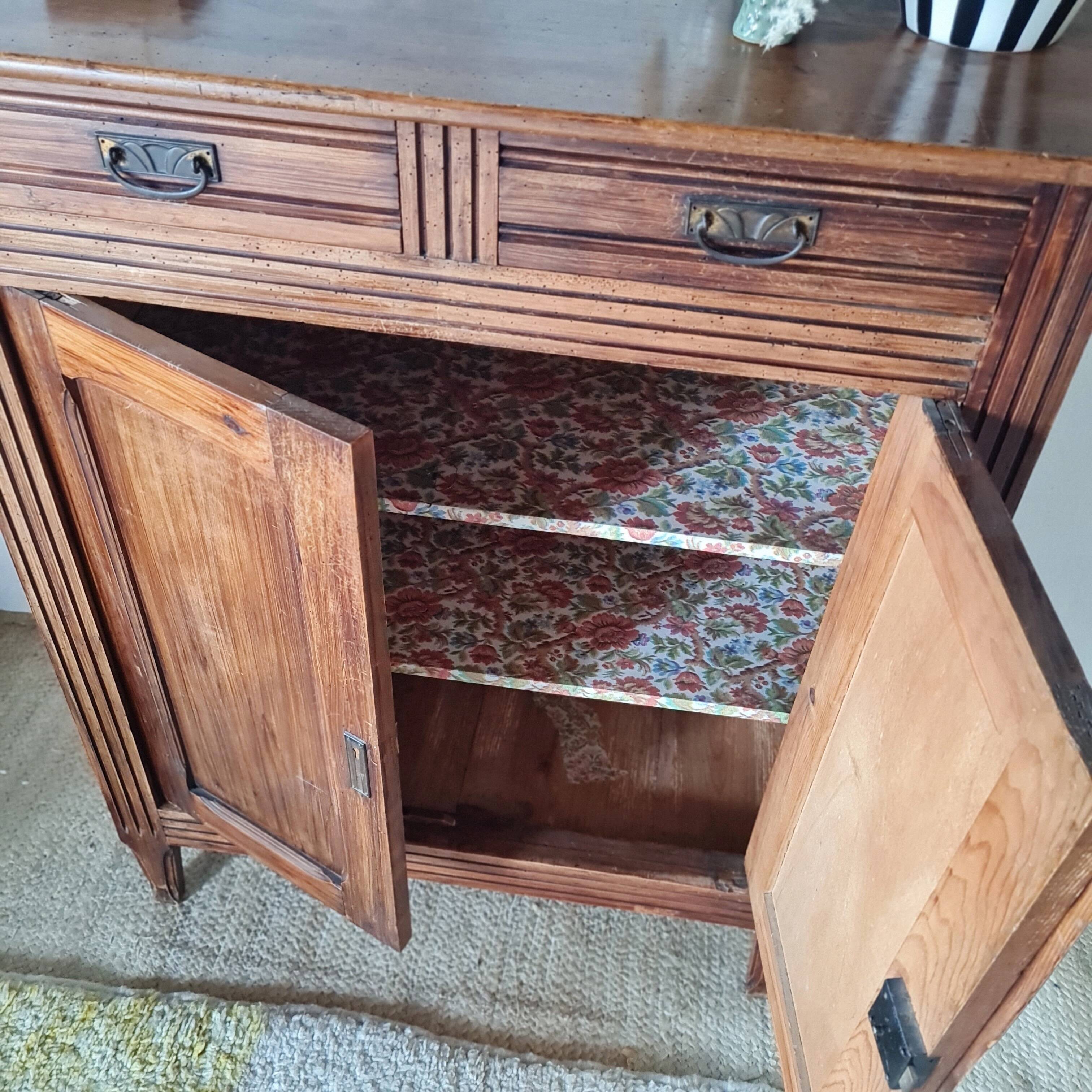 Buffet parisien bois ancien 2 portes panneautées