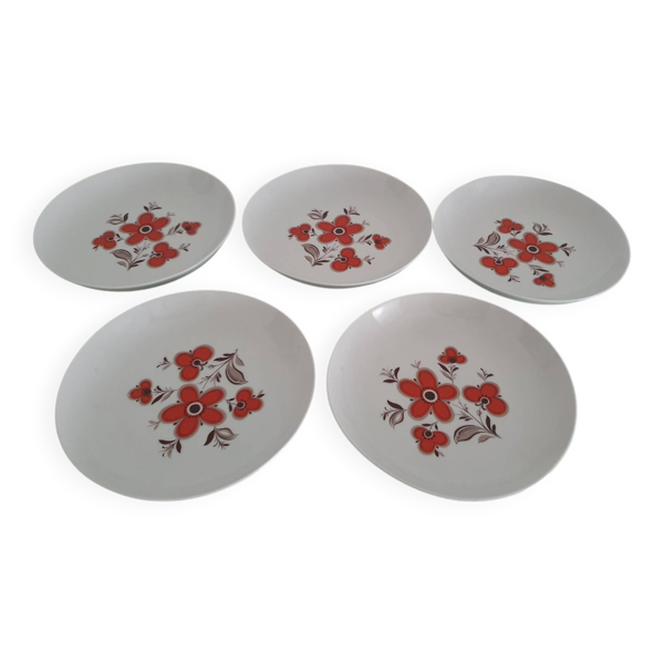 Lot de 5 assiettes creuses- Faïencerie Arzberg- 1960/70
