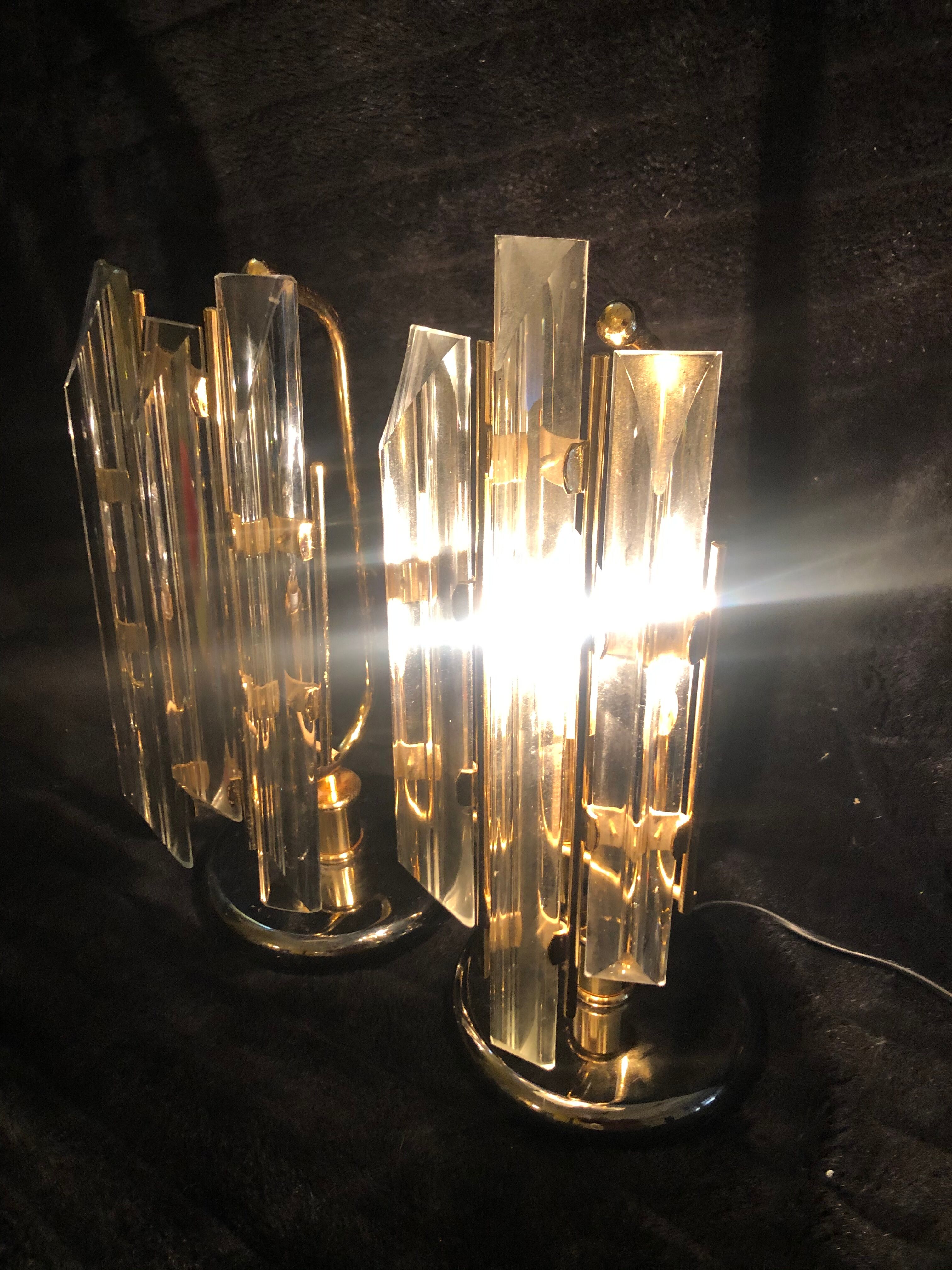 Pair of crystal lamps Venini 1980