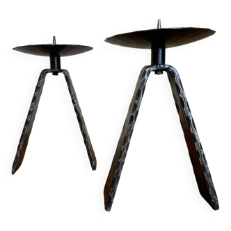 Brutalist wrought iron candle holders from the 60s