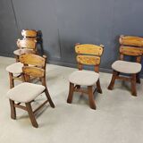 Vintage brutalist dining chairs, set of 5 - 1960s