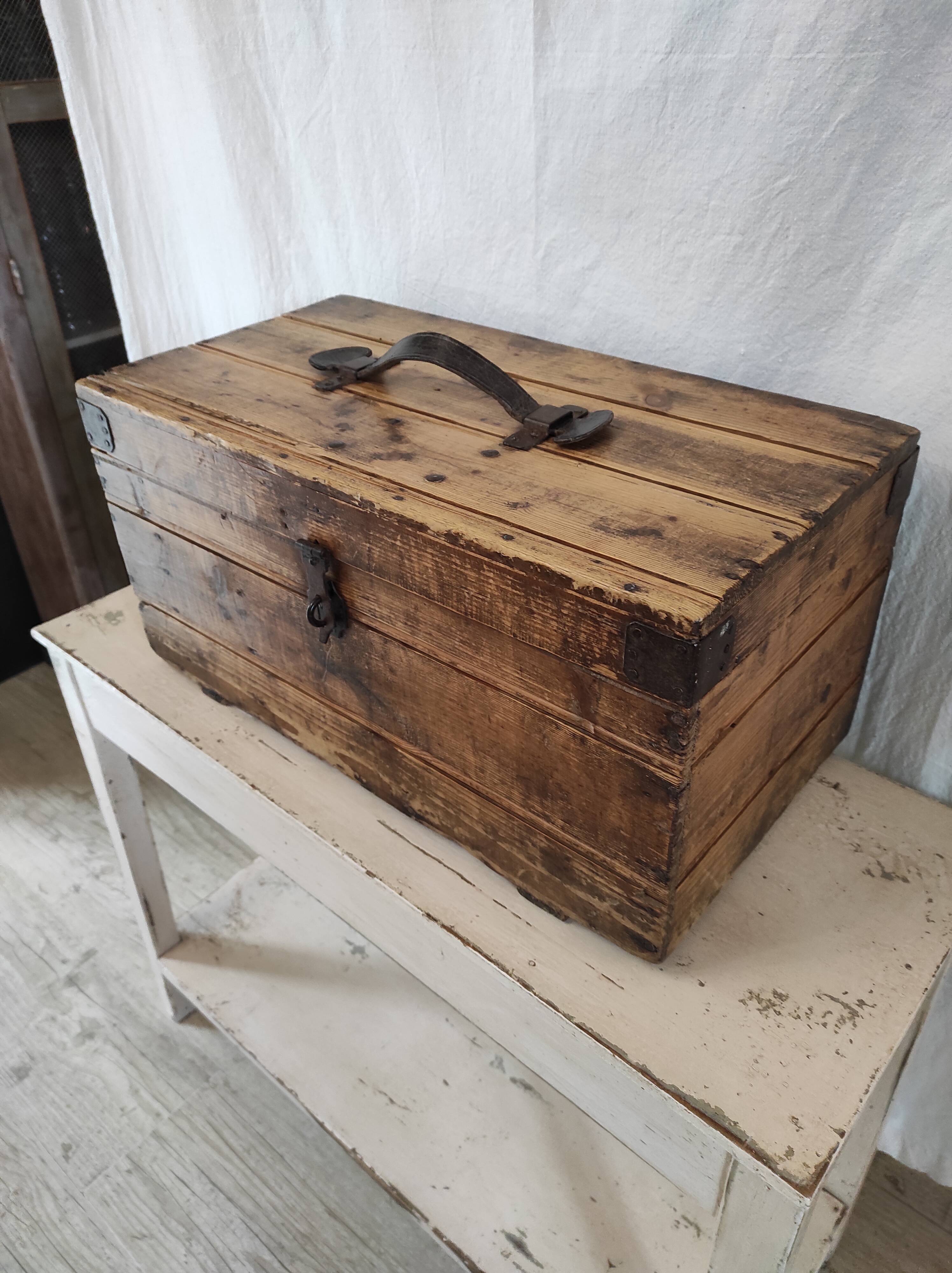Old wooden workshop box