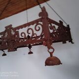 Pair of chandeliers suspensions in cast iron and 19th century wrought iron