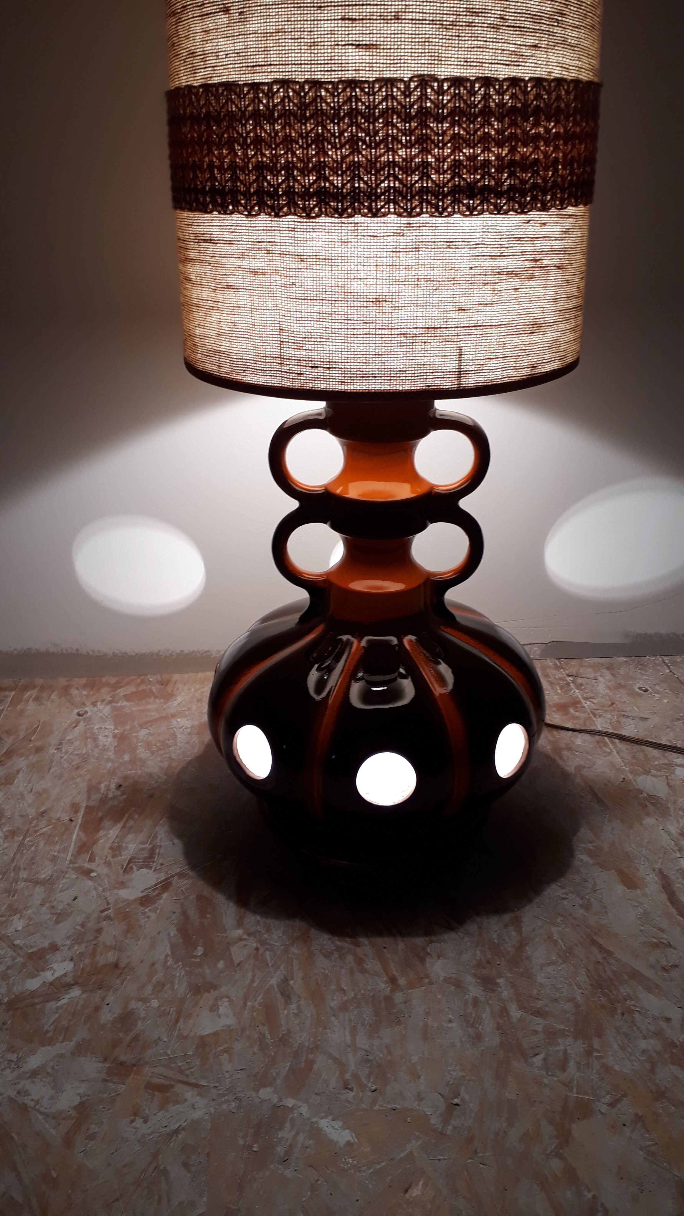 giant lamp with typical pumpkin ceramic 1970 120cmx32cm