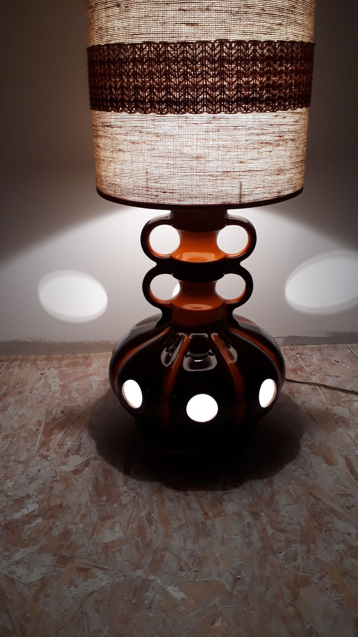 giant lamp with typical pumpkin ceramic 1970 120cmx32cm