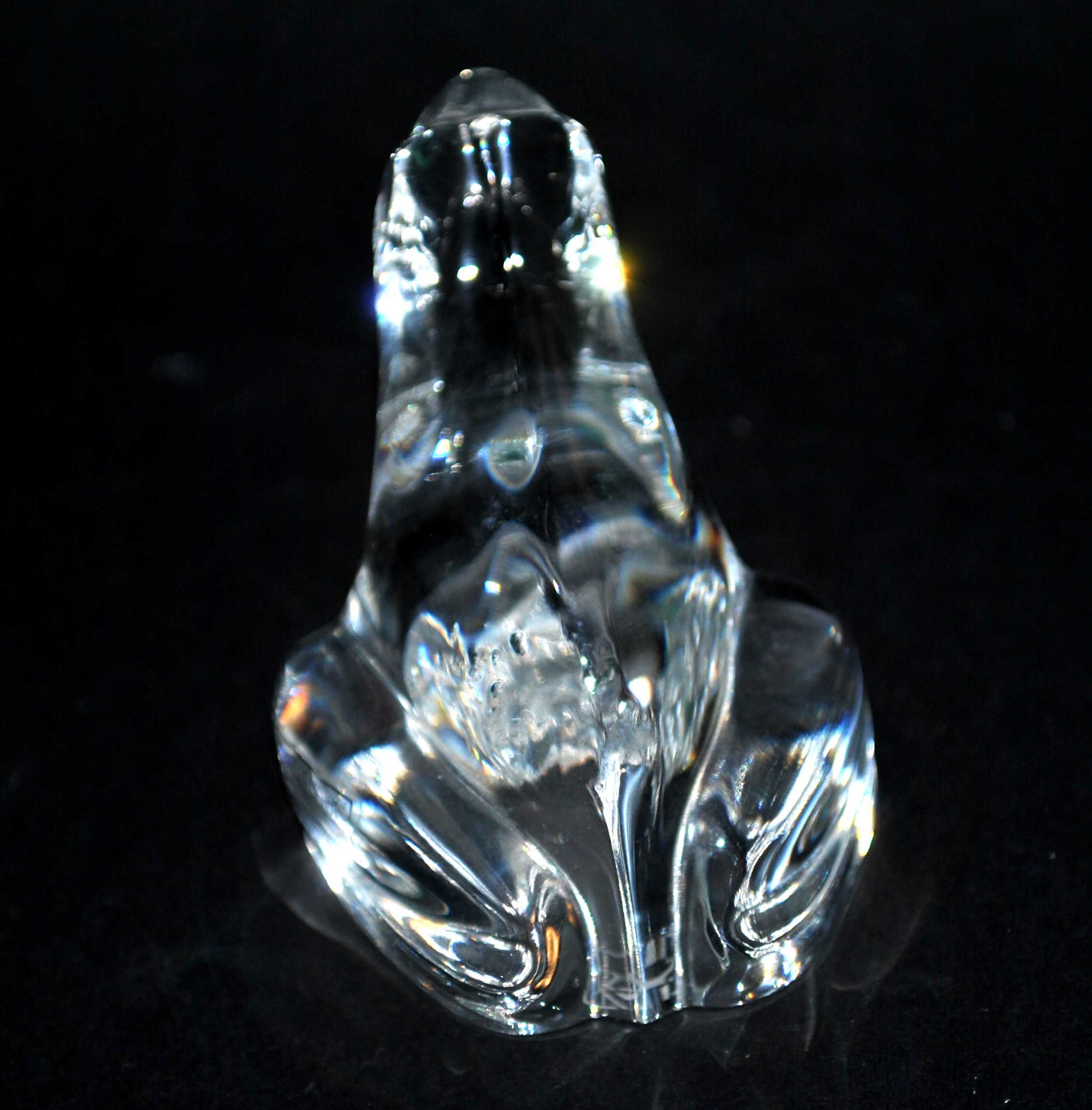 Paperweight statuette frog in crystal of saint-louis signed 6x6x8cm