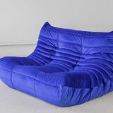 Togo living room set in blue velvet by Michel Ducaroy for Ligne Roset, 1979, set of 5