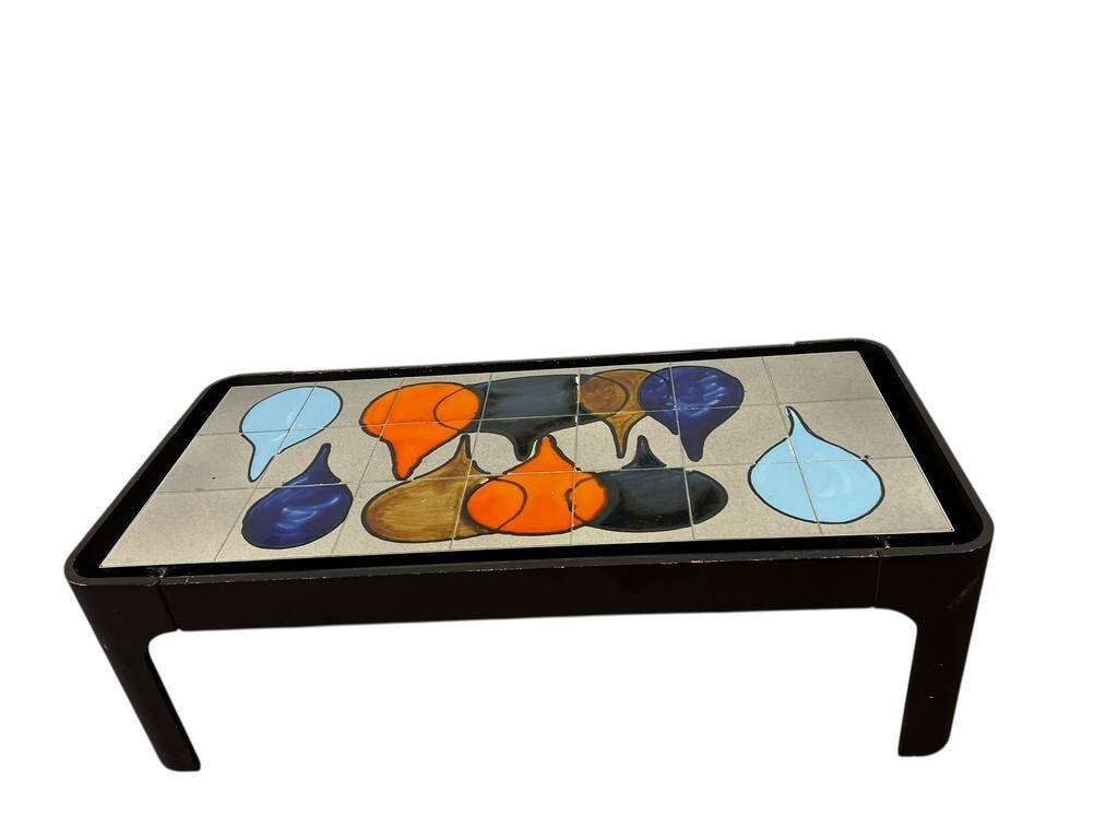 Vintage ceramic coffee table / Coffee table with rounded corners