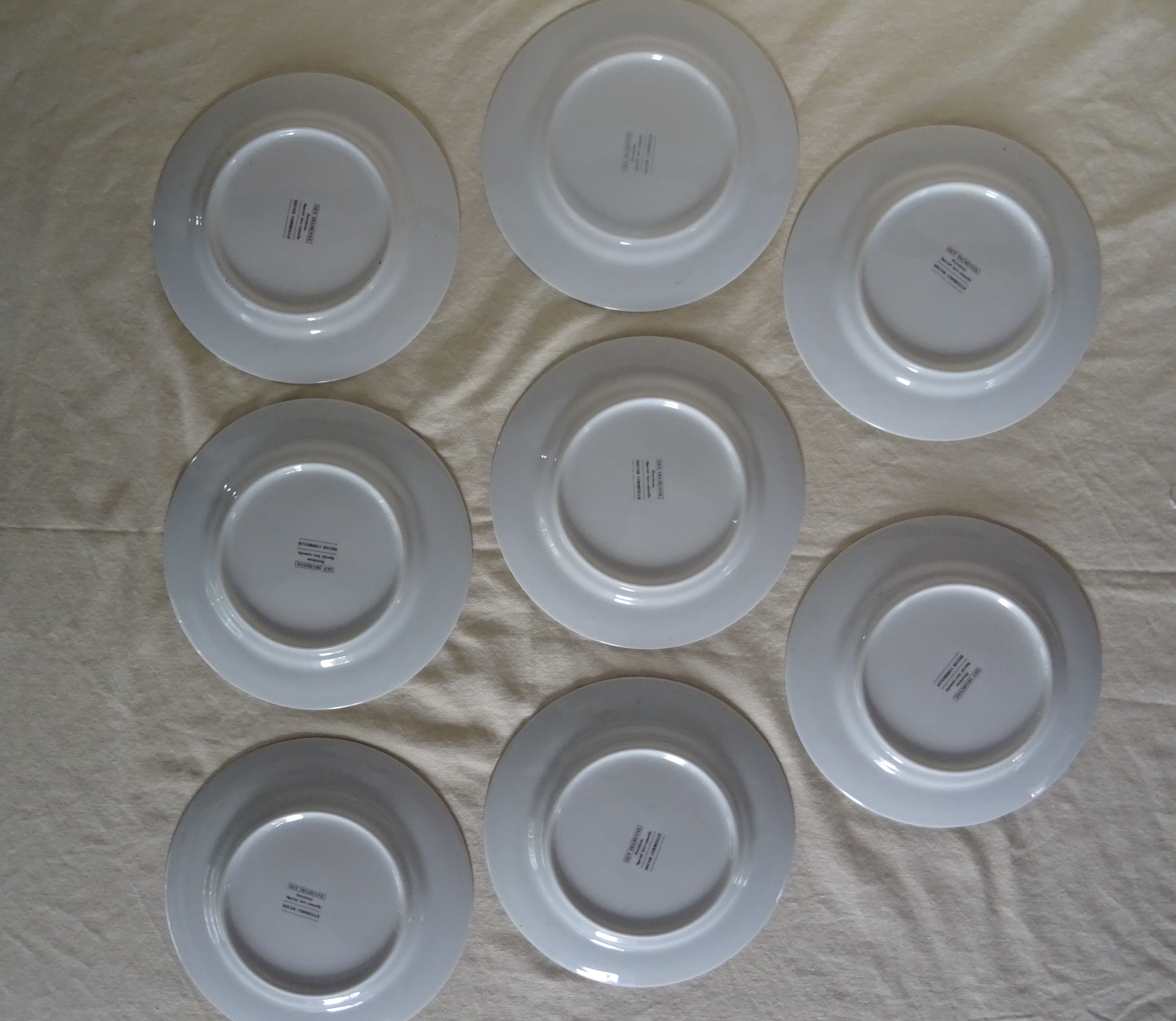 8 plates dessert porcelain Guy Degrenne decoration Basket fruit flowers