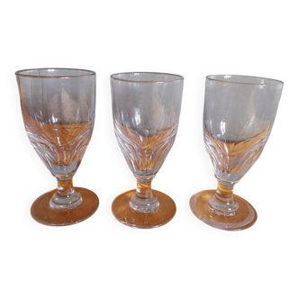 3 verres anciens à facettes taillées, vers 1900